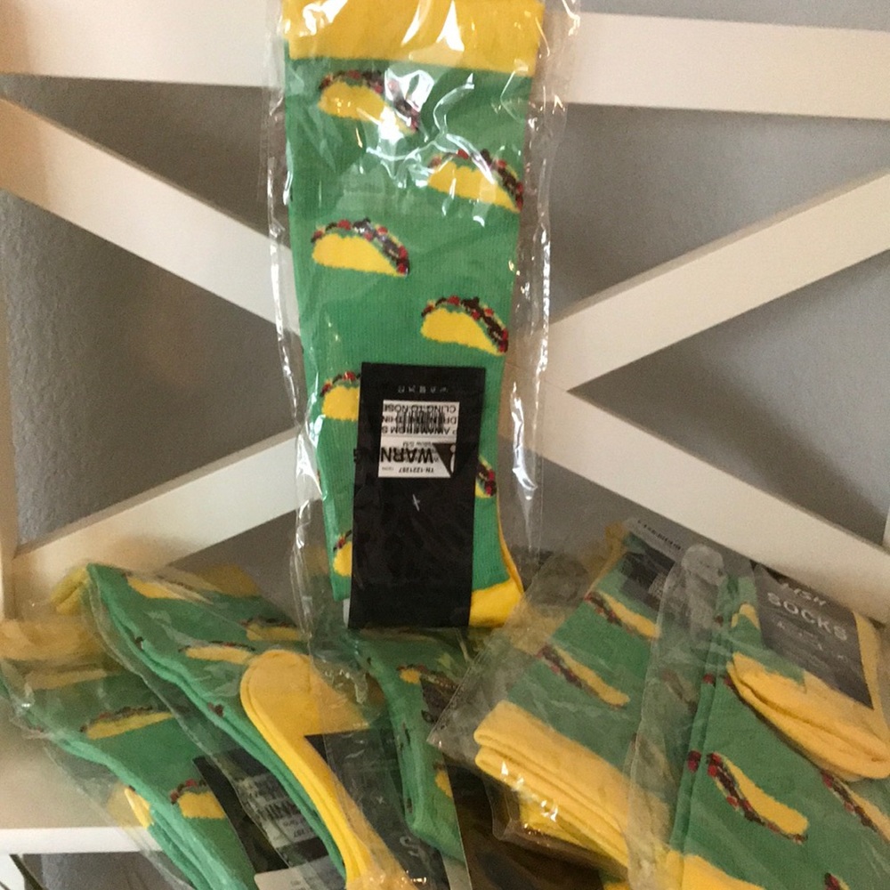 S-M Lish Taco Compression Socks Bright Green and Yellow 🌮 Gag Gift Funny